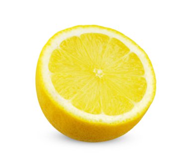 Limon meyvelerinin yarısı beyaz arka planda izole edilmiş. limon kırpma yolu                               