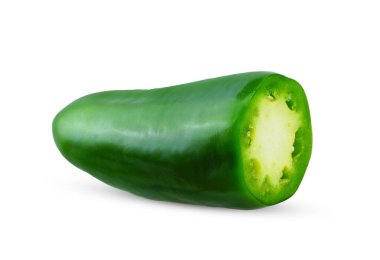 jalapeno peppers isolated on white background. Green chili pepper with clipping path clipart