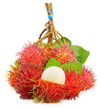 Rambutan meyvesi beyaz arka planda izole edilmiş. rambutan kırpma yolu             