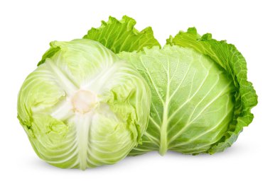 Beyaz arka planda yalıtılmış lahana sebzesi. lahana kırpma yolu