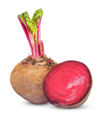 Beyaz arka planda izole pancar sebzesi. Pancar kırpma yolu