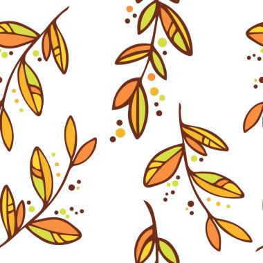 Dekoratif süslemesiz turuncu desenli. Brunches vektör illüstrasyonu