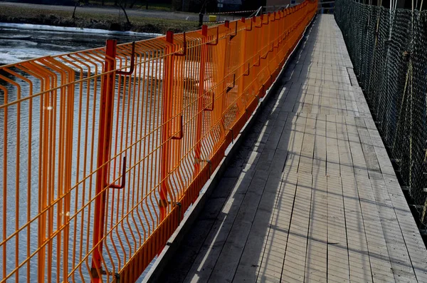 Ruta Peatonal Alternativa Sobre Puente Reparación Andamios Rampas Acceso Guiarán —  Fotos de Stock