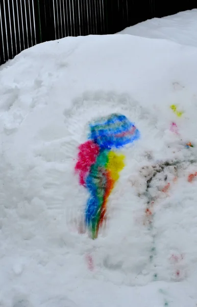 Kış Sanatı Eğitimi Karda Yapılabilir Igloo Suluboya Ile Noktalar Yapılabilir — Stok fotoğraf