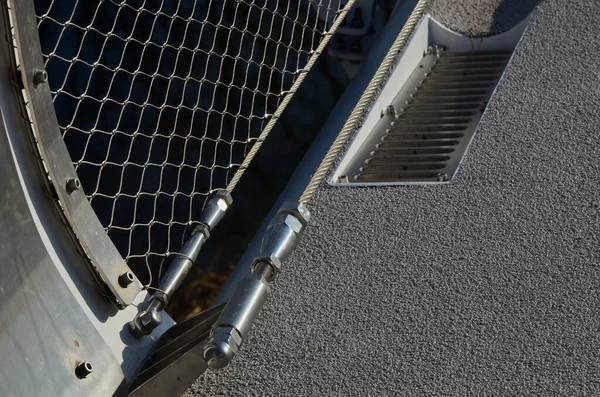 Staircase Wide Pedestrian Bridge Perforated Metal Floor Galvanized Sheet Metal — Stock Fotó