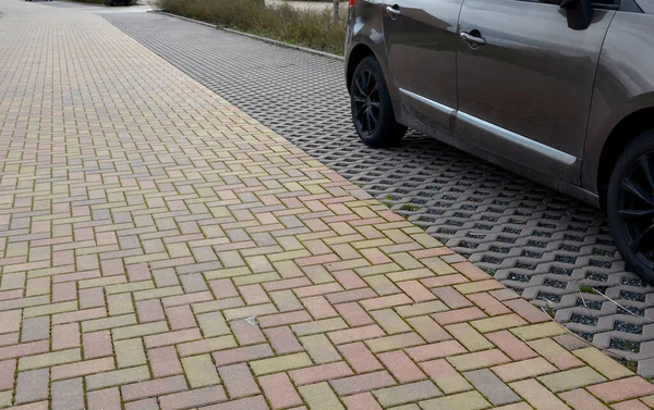 Grass Paving Enables Strengthening Surfaces Same Time Grassing Joints Can — Stock Photo, Image