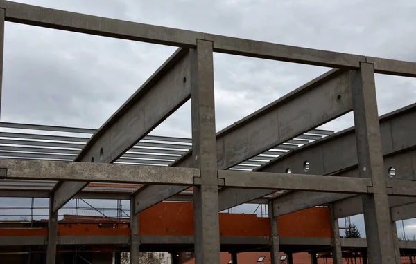 Construction Concrete Structure Industrial Hall Warehouse Concrete Feeder Arm Mixer —  Fotos de Stock