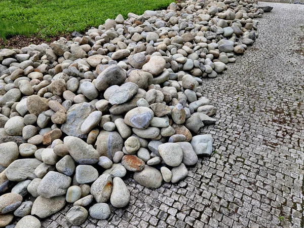 Pedras Terra Água Transportadas Por Rio Para Local Lavou Escombros — Fotografia de Stock