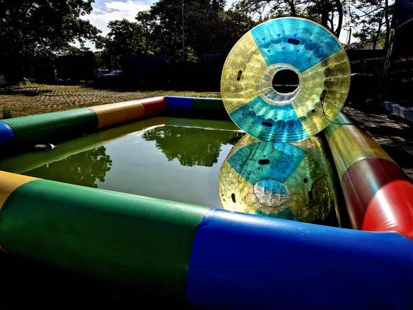 Aktivitätspark Ist Water Zorbing Genießen Sie Das Leben Wasser Während — Stockfoto