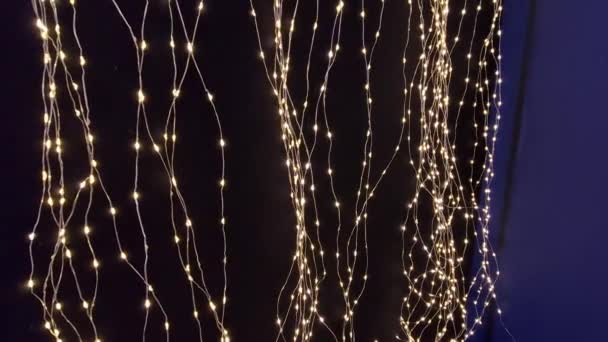 Chaînes Lumière Sur Fond Bleu Foncé Ressemblent Ciel Étoilé Nuit — Video