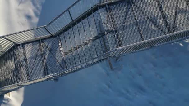 Endüstri Salonu Deponun Yüksek Dirençli Dik Bir Merdiveni Var Ağır — Stok video