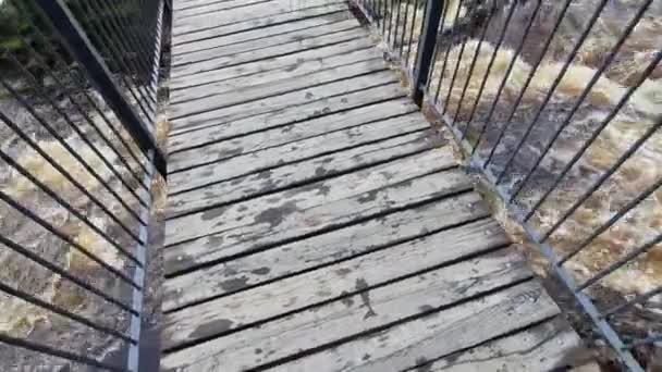 Szalejące Elementy Wody Górskiej Rzece Zniszczony Zburzony Drewniany Maszt Został — Wideo stockowe