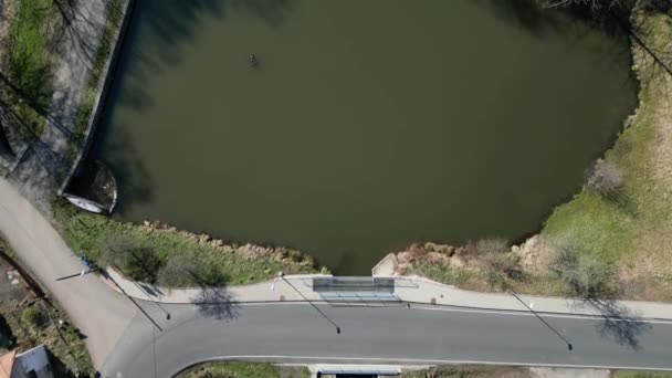 Bridge Tributary Pond Water Walkway Pedestrians Made Lattice Transparent Mesh — Stock Video