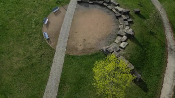 Very Old Amphitheater Made Roughly Worked Stone Limestone Blocks Large — Stock Video