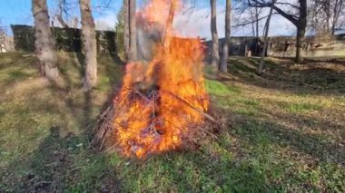 Bir kazıkta dalları yakmak bahçeyi temizlemenin hızlı ve etkili bir yoludur. Ancak, yangın yönetmeliklerine uymak ve hoşgörülü komşularla müzakere etmek gereklidir.