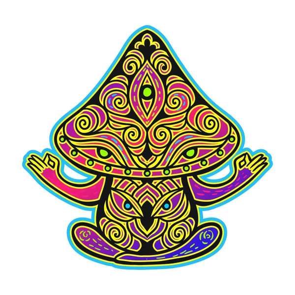 Psychedelic Magic Mushrooms Vector Illustration Zen Art Decorative Mushrooms Hippie — Stock Vector