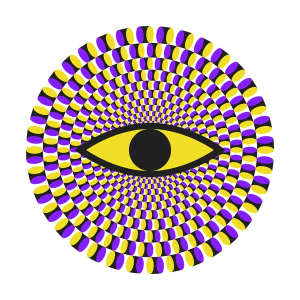 Optical Illusion Design Eyes Moving Visual Hypnotic Optic Art Vector — Stock Vector