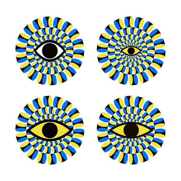 Optische Täuschung Design Mit Augen Bewegende Visuelle Hypnotische Optische Kunst — Stockvektor