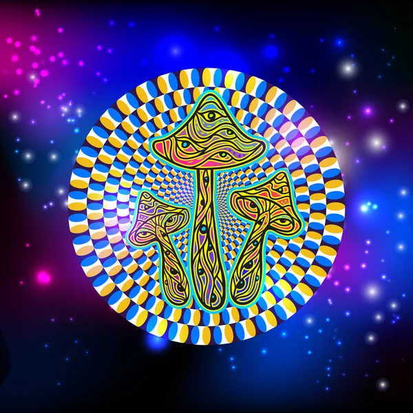 Des Hallucinations Champignons Magiques Illustration Vectorielle Champignons Hippie Style Psychédélique — Image vectorielle