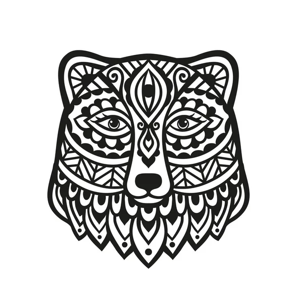 Ozdoba Mandali Niedźwiedzia Ilustracja Wektora Rysunek Etniczny Kwiatów Niedźwiedź Zwierząt — Wektor stockowy