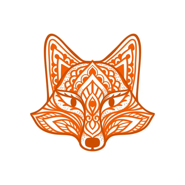 Ornamento Fox Mandala Illustrazione Vettoriale Disegno Etnico Fiore Natura Animale — Vettoriale Stock
