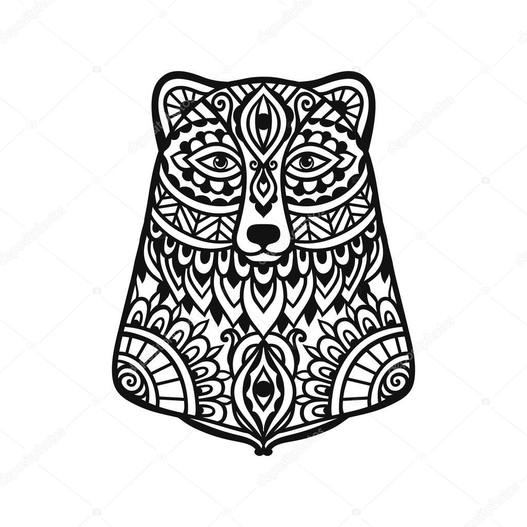 Orso Ornamento Mandala Illustrazione Vettoriale Disegno Etnico Fiore Orso  Natura - Vettoriale Stock di ©anvino 662357428