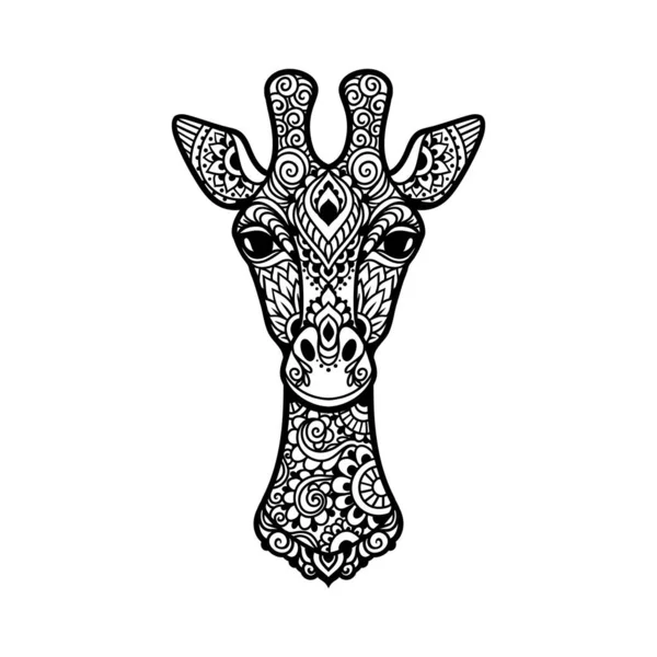 Mandala Jirafa Ilustración Vectorial Página Para Colorear Para Adultos Animal — Vector de stock