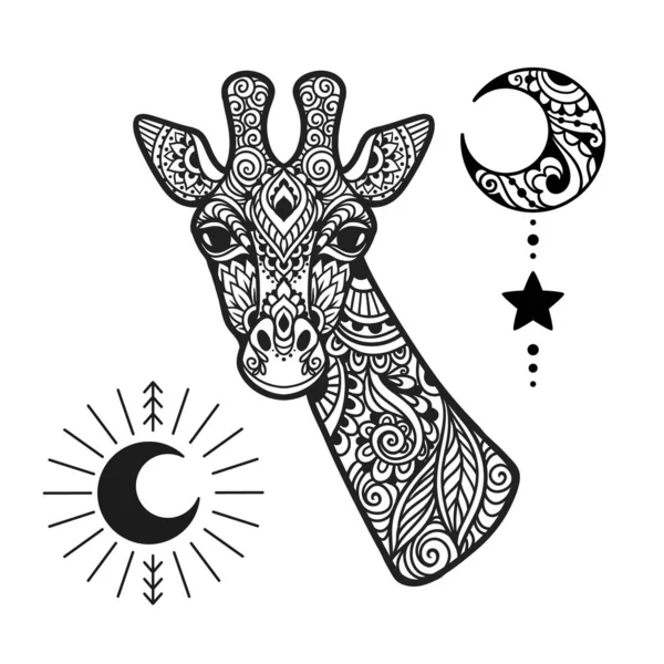 Mandala Girafa Ilustração Vetorial Página Para Colorir Adultos Animal Estilo — Vetor de Stock