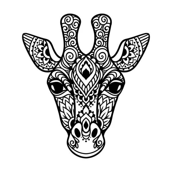 Mandala Giraffa Illustrazione Vettoriale Pagina Colorare Adulti Animale Stile Boho — Vettoriale Stock