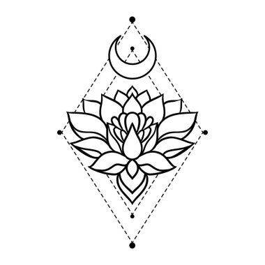 Zen boho tarzında güzel lotus mandala sanatı yoga logosu için mükemmeldir. Bu sanatı huzur, sükunet ve farkındalığı temsil eden bir logo yaratmak için kullanabilirsiniz.