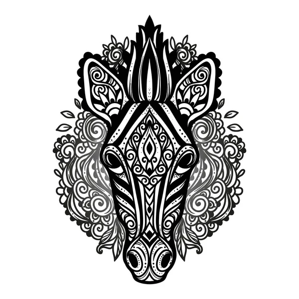 Zebra Mandala Illustration Vectorielle Coloriage Adulte Animal Dans Style Boho — Image vectorielle