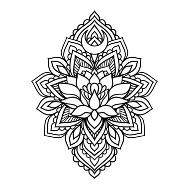 Zen boho tarzında güzel lotus mandala sanatı yoga logosu için mükemmeldir. Bu sanatı huzur, sükunet ve farkındalığı temsil eden bir logo yaratmak için kullanabilirsiniz.