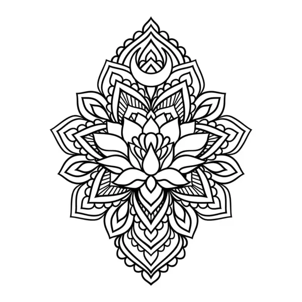 Beautiful Lotus Mandala Art Zen Boho Style Perfect Yoga Logo — Stock Vector