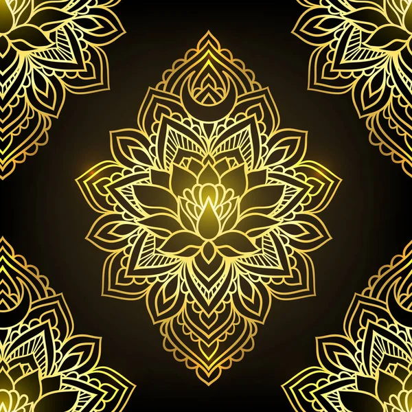 Gouden Lotus Mandala Kunst Zen Boho Stijl Perfect Voor Een — Stockvector