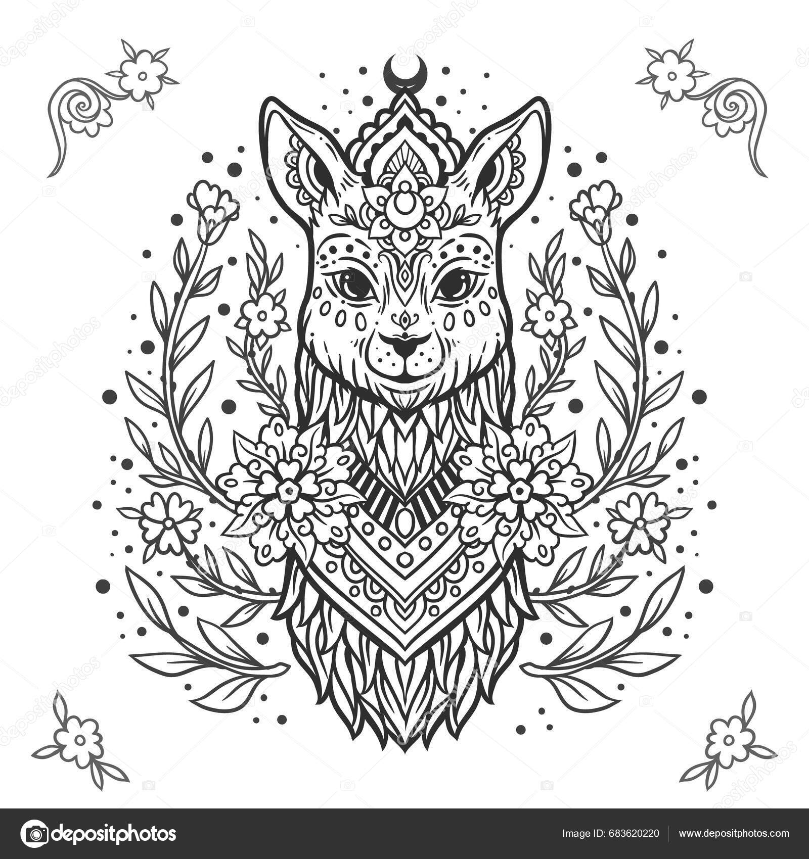 Lama Mandala Animal Vector Illustration Adult Kids Coloring Book Page Stock  Vector by ©anvino 683620220