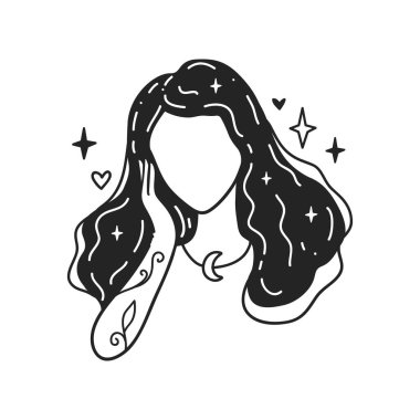 Kişisel Bakım Kadın Vektör Resimleri. Akıl Sağlığı Hizmetleri. Kadın uyumu. Kart, sevgililer günü kartı, kadınlar günü. Doodle tarzı