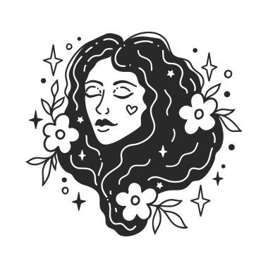 Kişisel Bakım Kadın Vektör Resimleri. Akıl Sağlığı Hizmetleri. Kadın uyumu. Kart, sevgililer günü kartı, kadınlar günü. Doodle tarzı