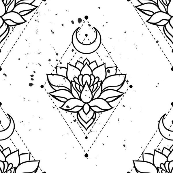 Beautiful Lotus Mandala Art Zen Boho Style Perfect Yoga Logo — Stock Vector