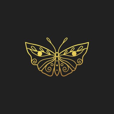 Güve, kelebek, vektör çizimi, el çizimi kutsal boho çizgisi sanat logosu, simgeler ve dekorasyon için mistik ay dövmesi elementleri..