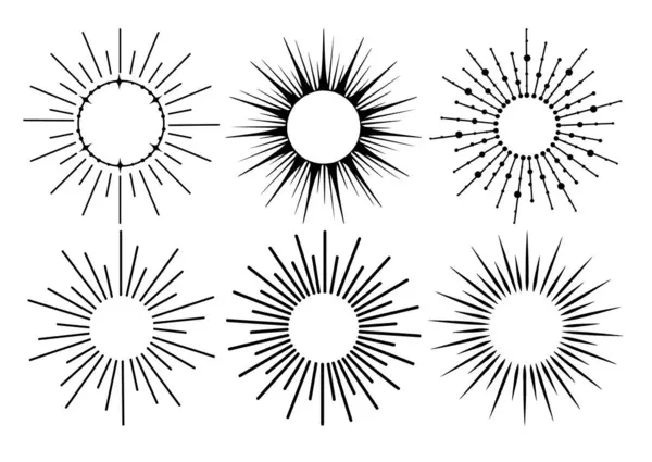 Výbuch Sunburst Vintage Ručně Kreslený Vektor Design Magický Prvek Kolekce — Stockový vektor