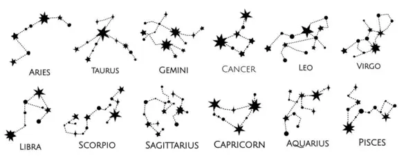 Constellation Vector Illustration Zodiac Sign Black White Stars Line Art — Stock Vector