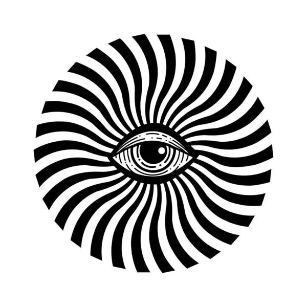 視覚的な錯覚 プロビデンスの目 ラインアートベクトルイラスト 魔法の魔女シンボル メーソンシンボル 手描きのロゴやエンブレム ストックベクター