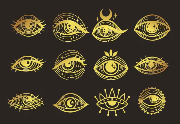 Злой Глаз Готов Глаз Провидения Линейная Векторная Иллюстрация Магический Символ Стоковая Иллюстрация