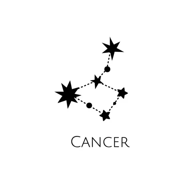Constellation Cancer Vector Illustration Black White Stars Line Art Tattoo — ストックベクタ