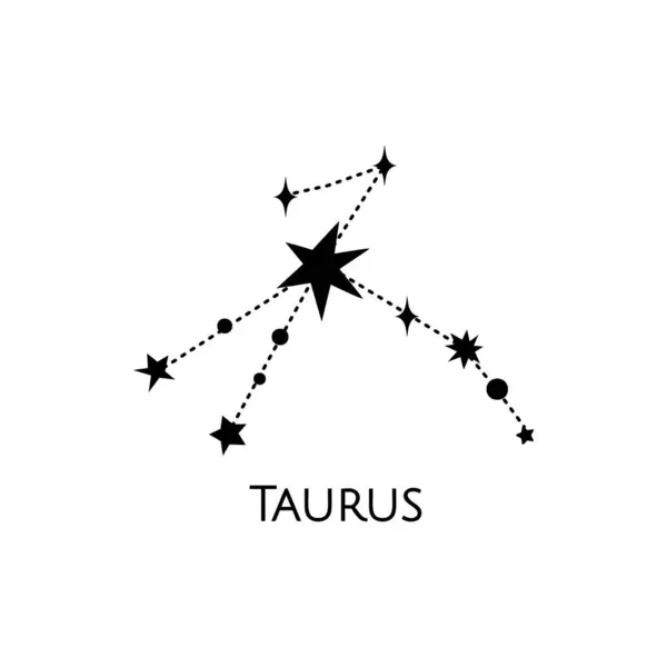 Constellation Taurus Vector Illustration Zodiac Sign Black White Stars Line — Stock Vector