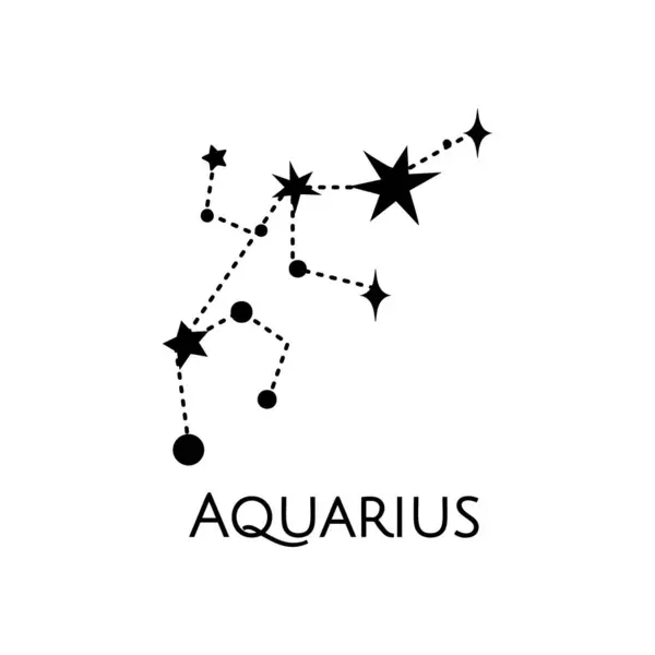 Constellation Aquarius Vector Illustration Zodiac Sign Black White Stars Line — ストックベクタ