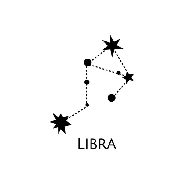 Constellation Libra Vector Illustration Zodiac Sign Black White Stars Line — ストックベクタ
