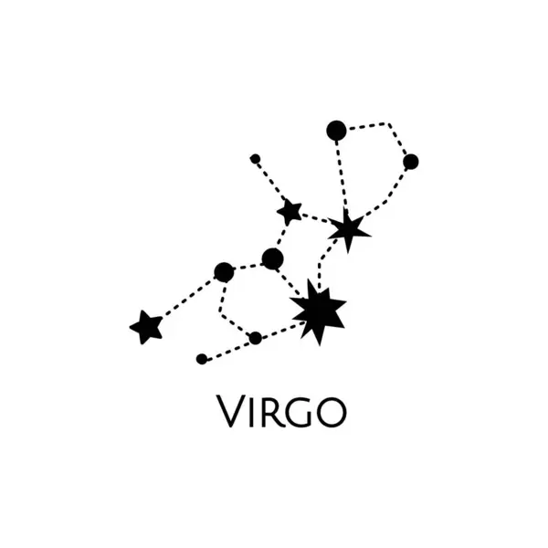 Constelación Virgo Ilustración Vectorial Signo Del Zodíaco Estrellas Blancas Negras Vectores De Stock Sin Royalties Gratis