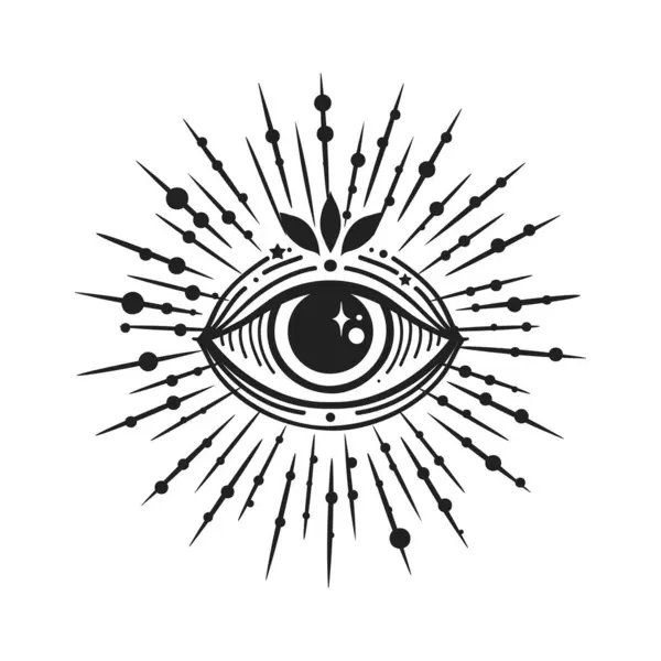 悪の目 プロビデンスの目 ラインアートベクトルイラスト 魔法の魔女シンボル メーソンシンボル 手描きのロゴやエンブレム ロイヤリティフリーストックベクター