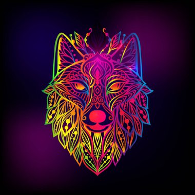 Kurt mandala. Vektör çizimi. Yetişkin boyama sayfası. Zen boho tarzında ruhani bir hayvan. Psikedelik mistik baskı